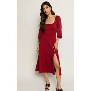 Able Dress NWT Rita Square Neck Pima Cotton Midi Sun Dried Tomato Size M
